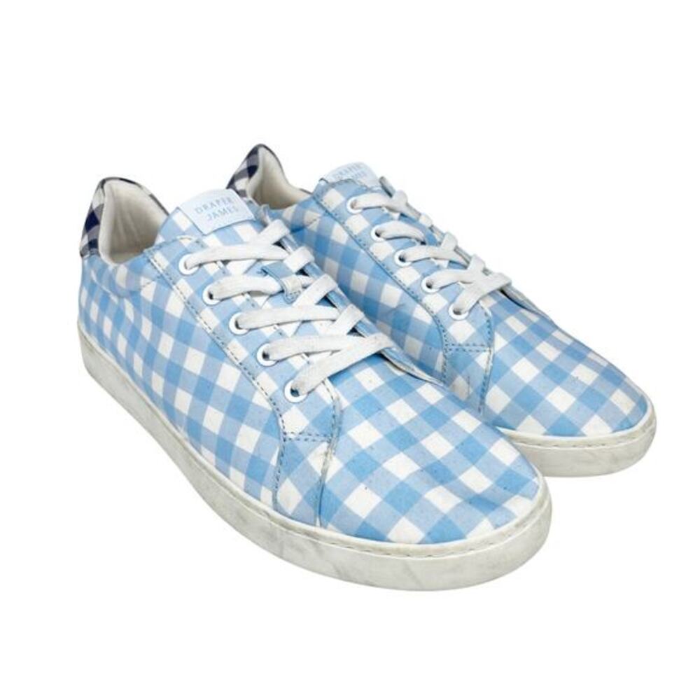 Draper James Women's Witherspoon Blue White Gingham Harper Sneakers Size 9
